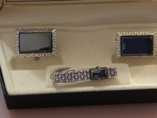 Swank Cuff link Set Black and Silver In Box