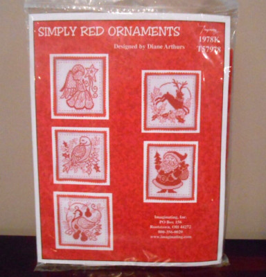 Imaginating ''Simply Red Ornaments'' Counted Cross Stitch Kit NEW