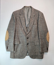 Harris Tweed Vintage Wool Elbow Pad Patch Sport Coat Blazer Jacket Mens 44 Long
