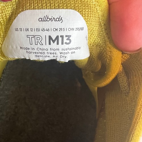 Allbirds Men's 13 Tree Runner Sneaker Yellow White Sole Comfort Lightweight - Picture 11 of 11