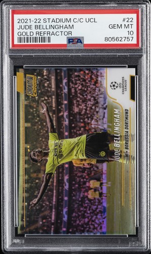 2021-22 TOPPS STADIUM CLUB CHROME CHAMPIONS LEAGUE JUDE BELLINGHAM 12/50 PSA 10