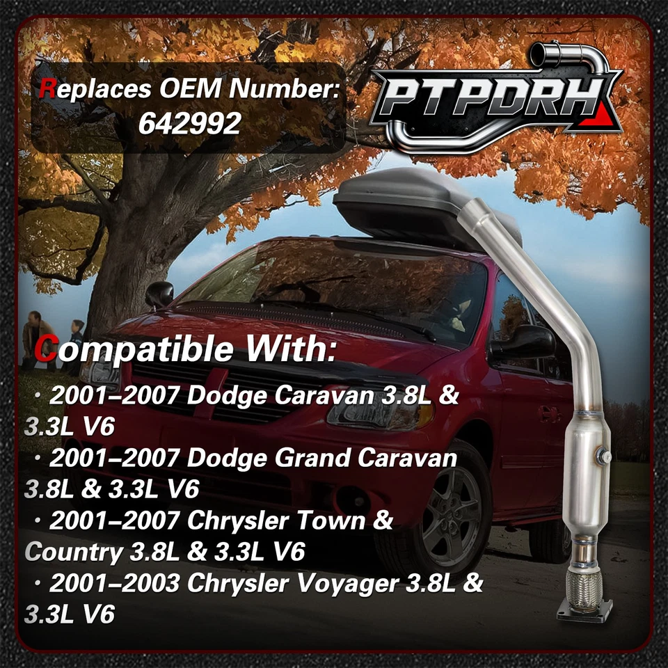 Convertidor catalítico para Dodge Grand Caravan/Chrysler Town 2001-2007 3,3 L/3,8 L Foto 2 de 4