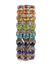 Sterling Gemstone Hinged cuff bracelet