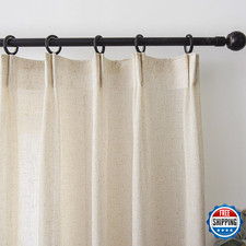 Ftinala 102 Inch Long Curtains Sheer Linen Faux Natural Light Filtering 2 Panels