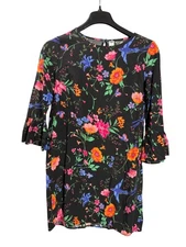 Old Navy Womens Floral Bird Print Mini Sheath Dress Belle Sleeve Size M 