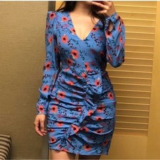 Astr the Label Size Medium Blue Floral Wrap Dress