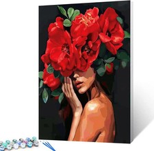 Women with Flowers on Head Paint by Numbers for Adults Beginner Female Body P...
