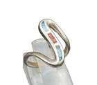 SOUTHWESTERN 925 Silver Vintage Crushed Turquoise & Coral Ring Sz 5 RG24891