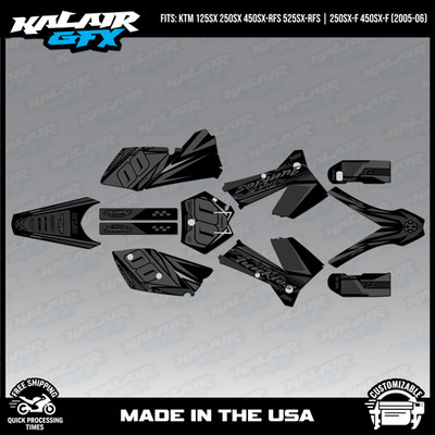 Graphics Kit for KTM 125SX 250SX 250SX-F 450SX-F (2005-06) Rugged-Smoke