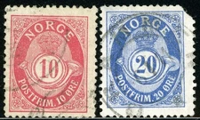 Stamps Norway, Scott # 40 and 44 used