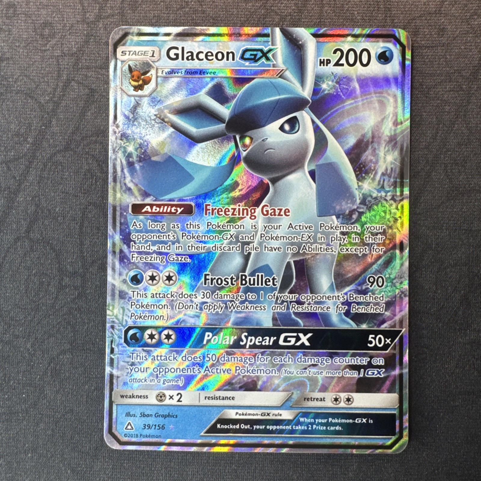 Glaceon GX 39/156 Ultra Prism Holo Sun & Moon Pokemon
