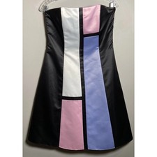 Jessica McClintock Gunne Sax Strapless Satin Dress Colorblock 9/10 Y2K