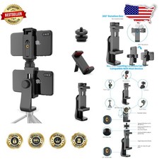 Dual Cell Phone Tripod Adapter - Flexible 360  Swivel, Live Stream Ready