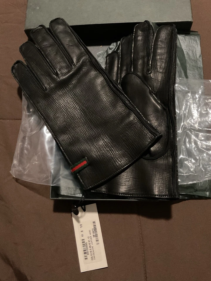 New With Tags And Box Gucci Leather Gloves Sz 8.5 - Image 4 of 4