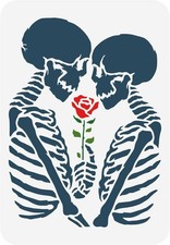 FINGERINSPIRE Skull Stencil 8.3x11.7inch Reusable Couple with Rose