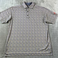 FootJoy Polo Shirt Mens Size Large Floral Print Golf Light Preppy Stretch