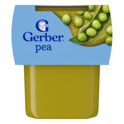 Gerber Stage 2 Baby Food Peas Puree 4 oz Tubs 16-Pack No Added Salt Non-GMO New