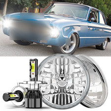 H4 LED Headlight  7 Inch GLASS Round CLASSIC LOOK Conversion Chrome pair