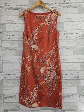 Talbots Womens 8  Sleeveless Floral Coral Sheath Dress