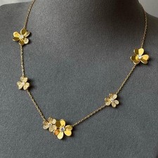 Flower gold cz necklace 925 silver gold plated Flower necklace