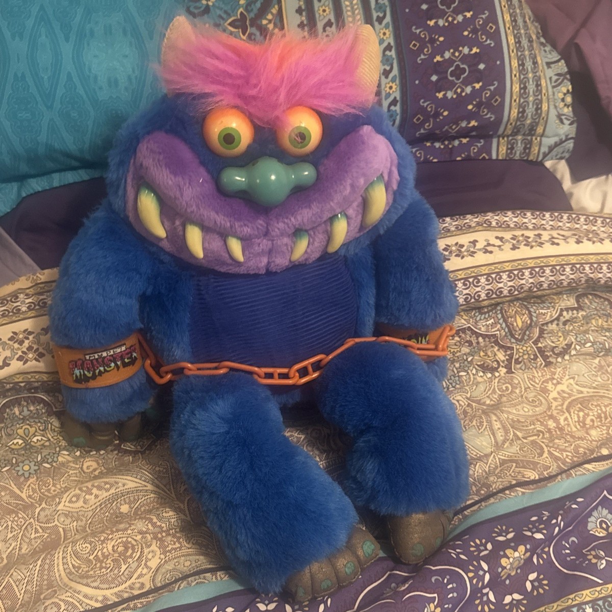【鎖付き】 マイペットモンスター 2001 My Pet Monster Talking 2001 Plush Toy Vintage with handcuffs