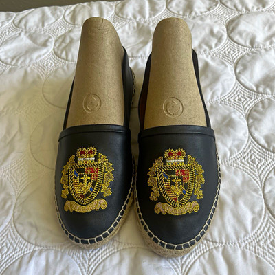 Jon Josef Women's Black Leather Slip-On Espadrille Flats  size 38 (8.5)