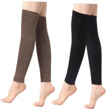 2 Pairs Warm Leg Warmers, Women's Winter Over Knee High Footless Black coffee