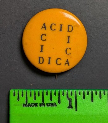 Vintage 1960's Hippie Acid Trip Pinback Pin