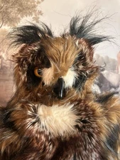 Plush Great Horned Owl hand puppet # 2403 Folkmanis Blinking Eyes Rotating Head