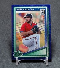 Carter Holton Blue Velocity Optic Prizm Rated Prospect 2025 Donruss #182 Braves