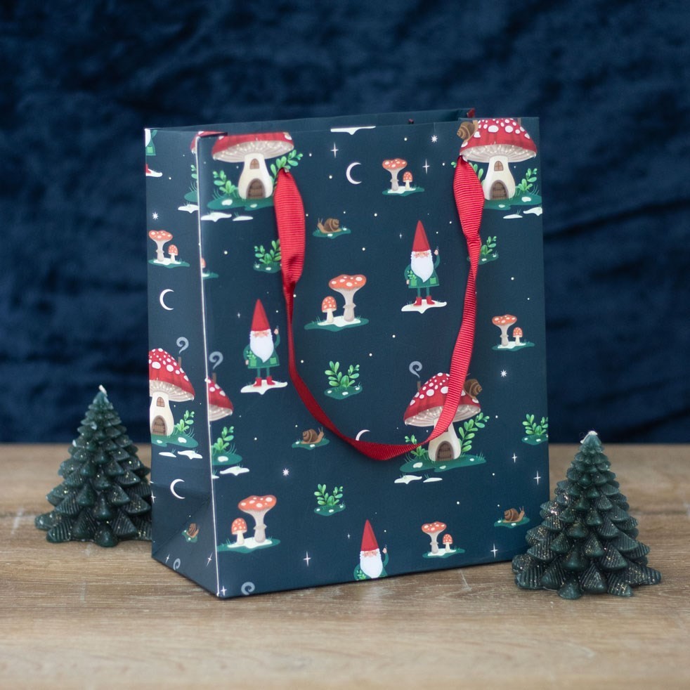 Gnomes Sweet Gnome Toadstools Design Quality Christmas  Medium Gift Bag 23 cm