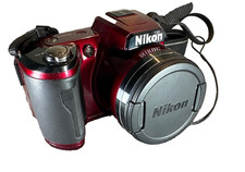 Nikon Coolpix L110 12.1MP Digital Camera 15x Zoom HD Video 3" LCD Red Exc Works