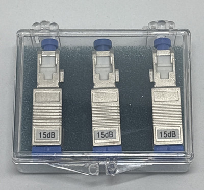 SC/UPC SM Attenuator F-M 15dB Metal Blue - Lot Of 3
