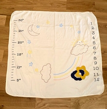 Baby Milestone Blanket 1-12 Months White Rainbow Clouds Moon  Stars Unisex