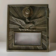 Vintage Brass Eagle Post Office Mailbox Door with Combination Lock