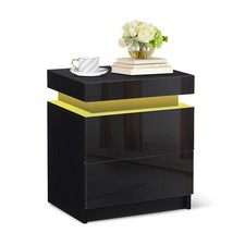 High Gloss LED Bedside Table Cabinet Cupboard  Side End Table Living Room CLIPOP