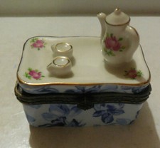 VINTAGE Ceramic Miniature Tea Set Trinket Box