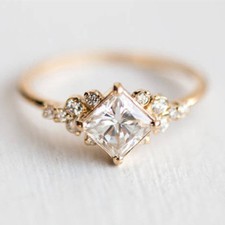 Elegant Wedding Ring 18k Yellow Gold plated princess cut Cubic Zirconia Size6-10