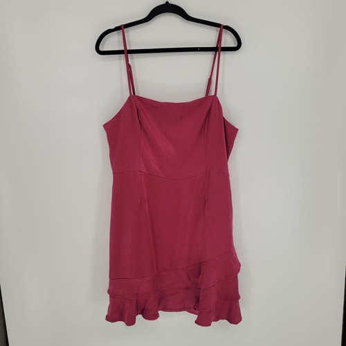 Lulus Womens XL Magenta dreams come true satin ruffle cocktail minidress NWT - Picture 10 of 10
