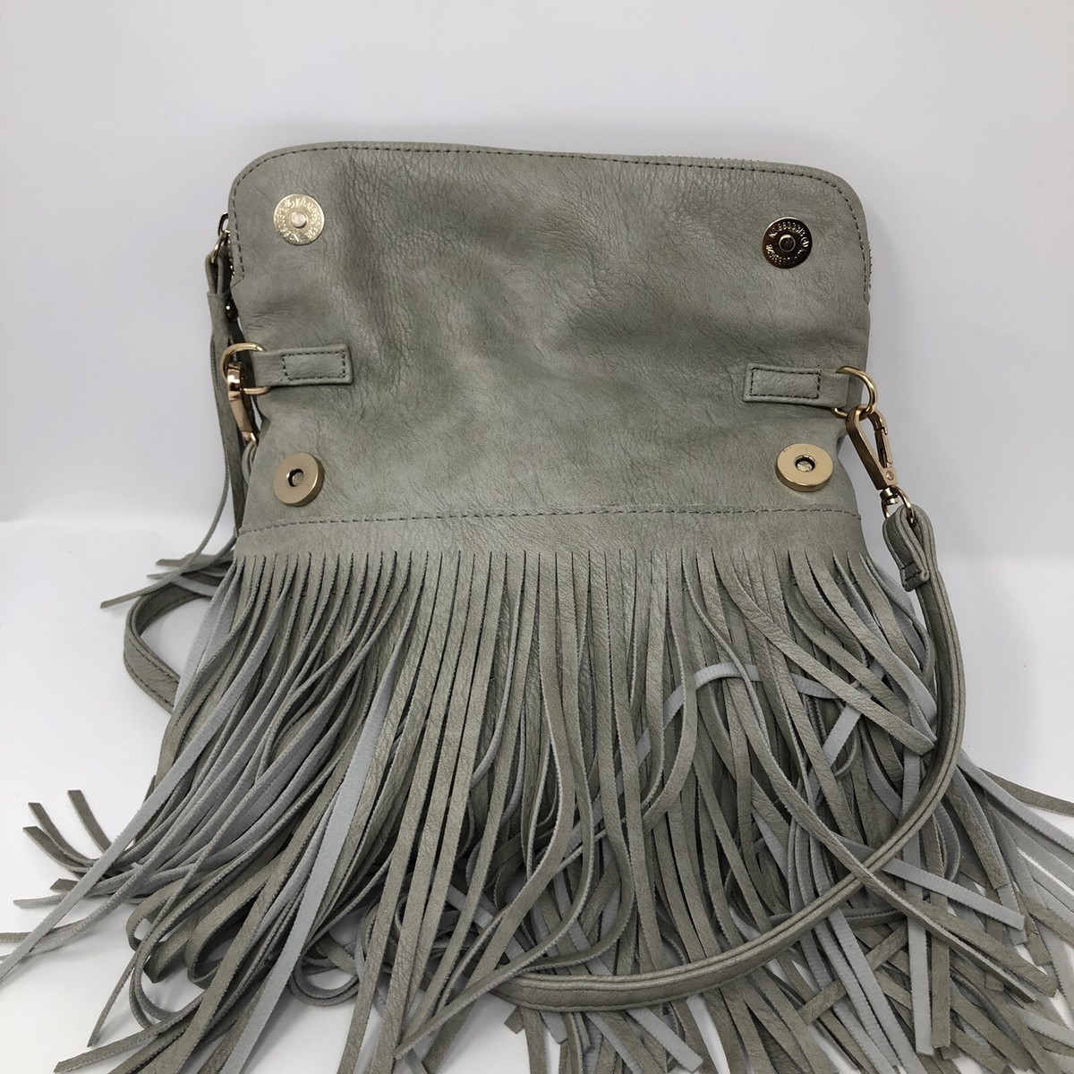 Hello 3Am Forever Women's Gray Fringed Purse Handbag Crossbody View 2