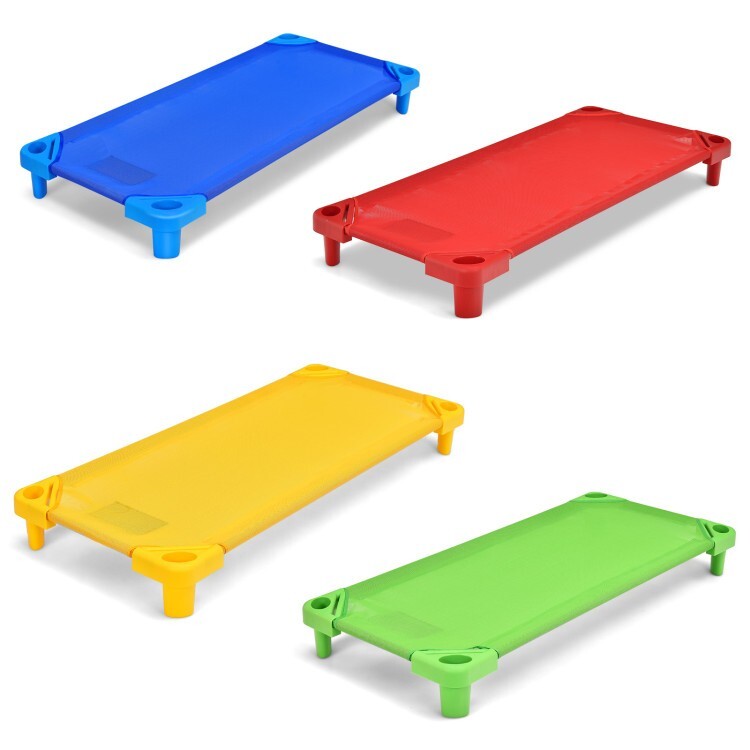 Pack of 4 Colorful Kids Stackable Naptime Cot Toddler Home