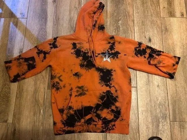 Black Bleach Tie Dye Hoodie Medium / Orange / Black