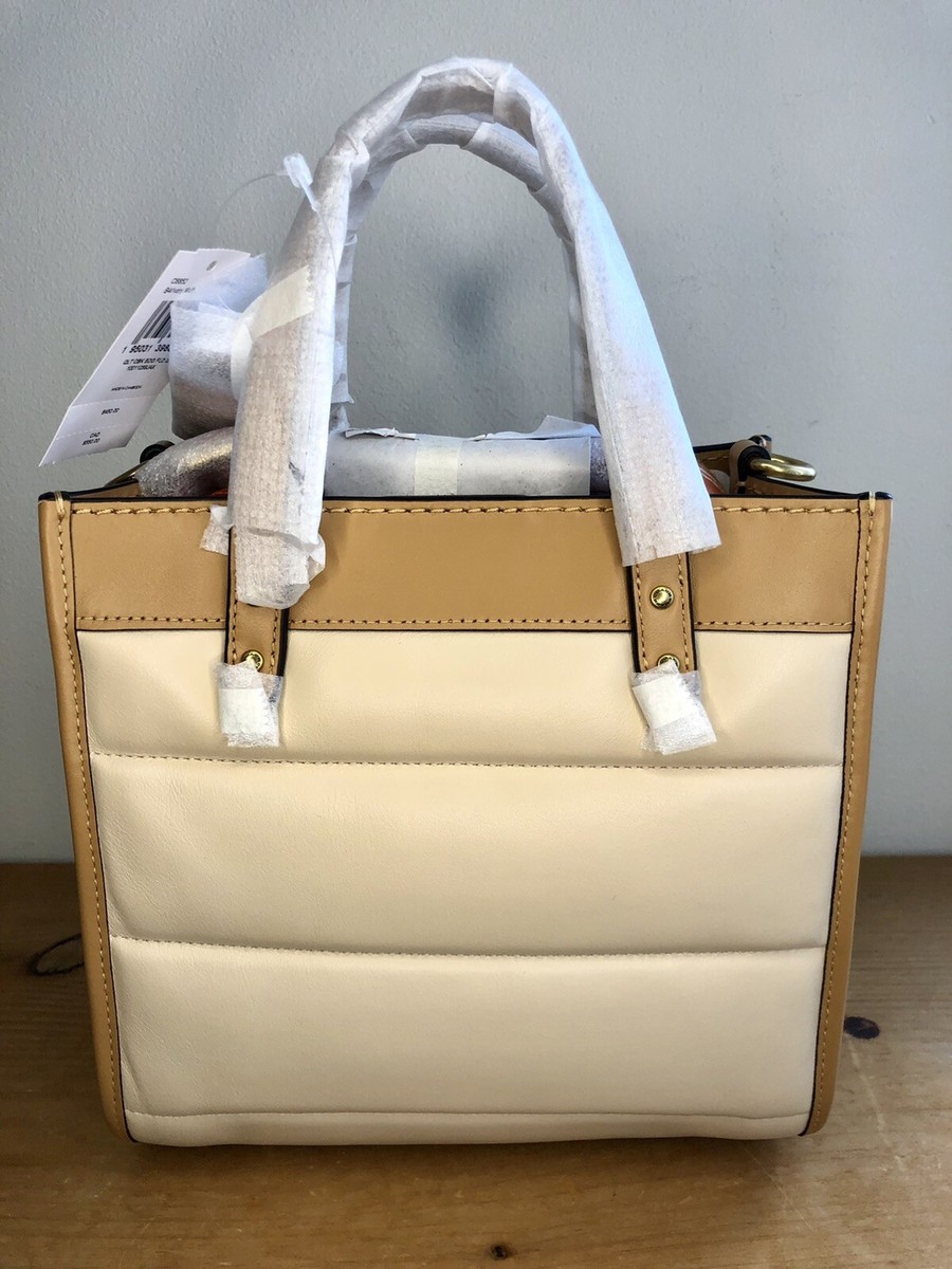 New Coach Field Tote 22 With Quilting And Coach Badge Ivory