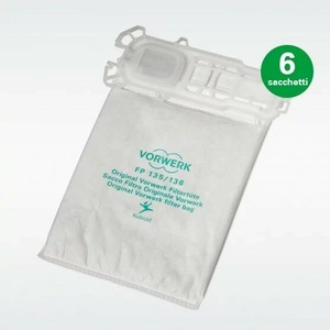 SACCHETTI VORWERK FOLLETTO VK135 VK136 ORIGINALI FILTRELLO ASPIRAPOLVERE  (6PZ) | eBay