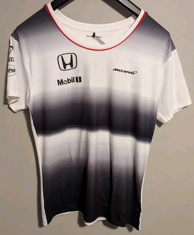 McLaren Honda Jenson Button White Womens T-shirt Racing F1 Size Large Formula-1 - Image 2 of 4