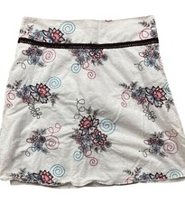 Y2K Heart Soul Skirt Womens JR 9 White Brown Floral A-Line Cottage Indie Boho