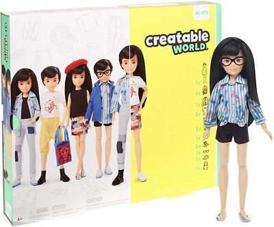 Creatable World Deluxe Charakter-Kit anpassbare Puppe schwarzes glattes Haar (GGG5