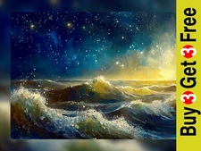 Celestial Seascape Glow 5"x7" Print on Matte Paper | Majestic Ocean Artwork