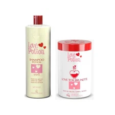 Love Potion Love Tox Brunette Deep Hair Mask + Cleaning Shampoo Kit 2 x 1Lt