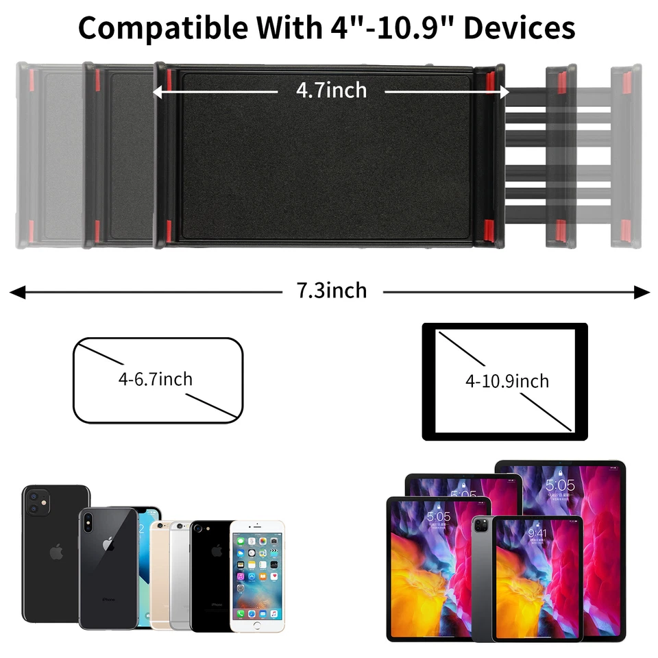 Supporto treppiede da pavimento per tablet 63" supporto telefono regolabile per iPad 4"-10,9" - Immagine 2 di 4